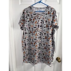 Vera Bradley dog show nightgown night shirt gray size XL Short Sleeves
